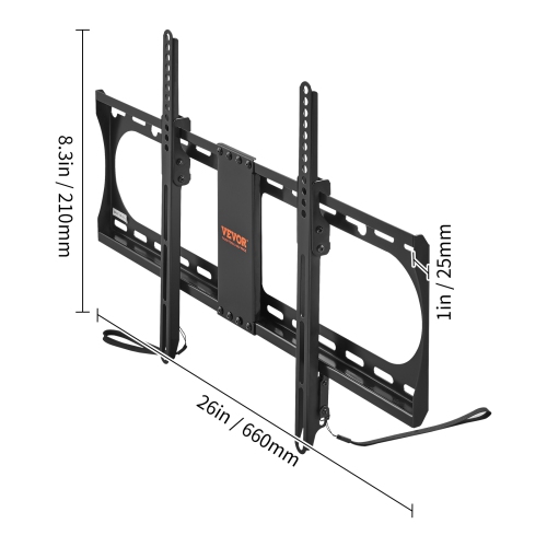 VEVOR Universal TV Wall Mount, Low Profile TV Mount Fits for Most 37-70 inch TVs, Tilt Wall Mount TV Brackets, Max VESA 600x400mm, Holds up to 132 lbs