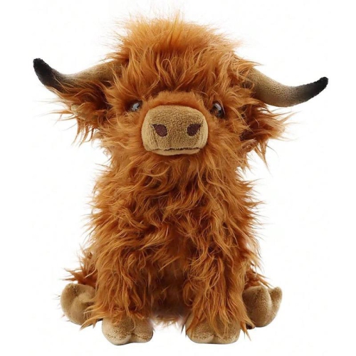 Scottish Highland Cow Plush Toy, Cute Long-Haired Cow Doll, Birthday Gift for Boys and Girls
