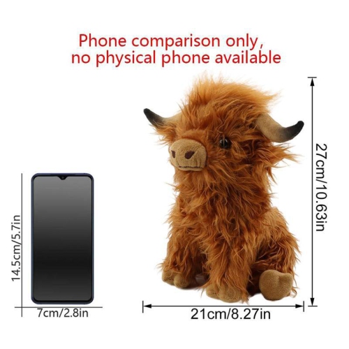 Scottish Highland Cow Plush Toy, Cute Long-Haired Cow Doll, Birthday Gift for Boys and Girls