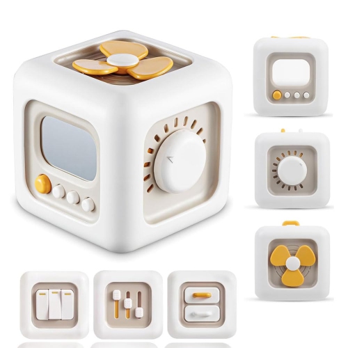 MYACUC  Busy Activity Cube Toy, Montessori Toy, Car Travel Sensory Toy for 1-3 Years Old Boys & Girls