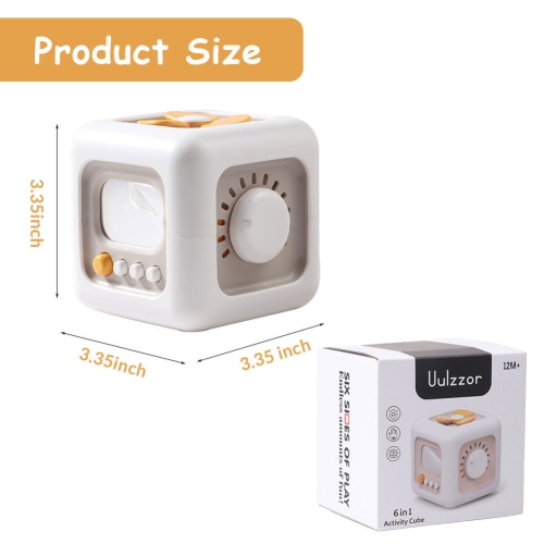 Busy Activity Cube Toy, Montessori Toy, Car Travel Sensory Toy for 1-3 Years Old Boys & Girls