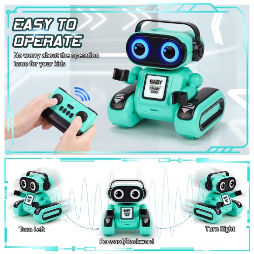 Jouets robots télécommandés pour garçons et filles, robot intelligent rechargeable avec lumière LED, chant et danse, fonction d'enregistrement