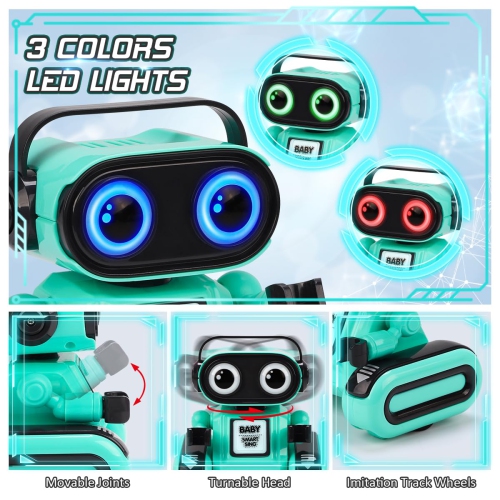 Jouets robots télécommandés pour garçons et filles, robot intelligent rechargeable avec lumière LED, chant et danse, fonction d'enregistrement