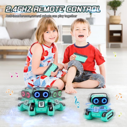 Jouets robots télécommandés pour garçons et filles, robot intelligent rechargeable avec lumière LED, chant et danse, fonction d'enregistrement