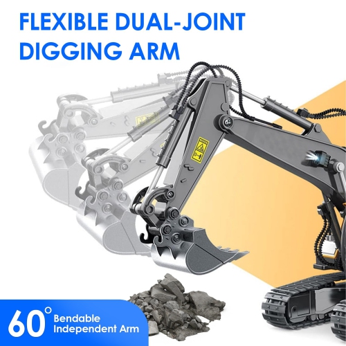 Pelle hydraulique à télécommande à 11 canaux, Pelle hydraulique avec lumière et son, convient pour le cadeau Old Boy de 4-13 ans