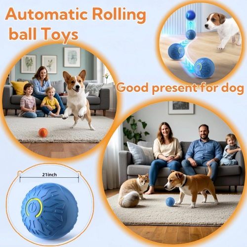 Interactive Dog Toys Dog Balls,Durable Motion Activated Automatic Rolling Ball Toys for Small Medium Dogs(2PCS)