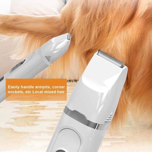 4-in-1 Dog Grooming Kit,Rechargeable Dog Hair Clipper with LED Display,Low Noise Electric Dog Paw Trimmer & Nail Grinder,Cordless Pet Shaver for Cats