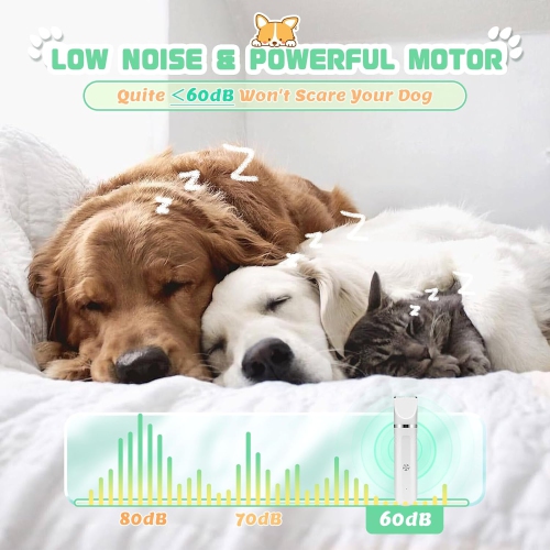 Dog Grooming Kit,Cordless Dog Clippers for Grooming,Low Noise Dogs Paw Electric Trimmer,Cat Hair Clipper Kit with Nail Grinder,Rechargeable Pet Hair