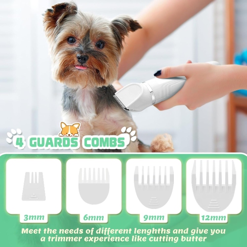 Dog Grooming Kit,Cordless Dog Clippers for Grooming,Low Noise Dogs Paw Electric Trimmer,Cat Hair Clipper Kit with Nail Grinder,Rechargeable Pet Hair