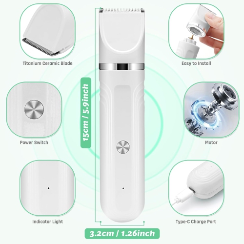 Dog Grooming Kit,Cordless Dog Clippers for Grooming,Low Noise Dogs Paw Electric Trimmer,Cat Hair Clipper Kit with Nail Grinder,Rechargeable Pet Hair