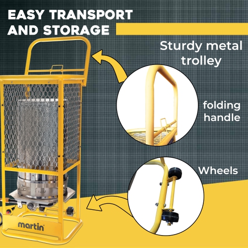 Martin GF125LP 360-Degrees Radiant Heater - 125,000 BTU Portable Infrared Propane Gas Heater on Wheels; Surround Heat for Outdoor Use, Construction