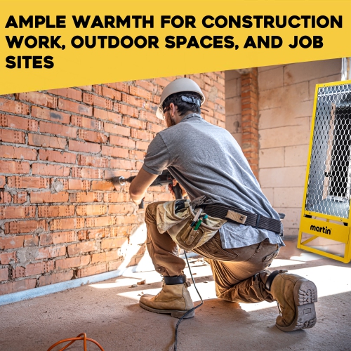 Martin GF35LP Construction Radiant Heater - 35,000 BTU Portable Infrared Panel Heater on Wheels, Propane Gas Powered; for Outdoor Use, Jobsite, Work