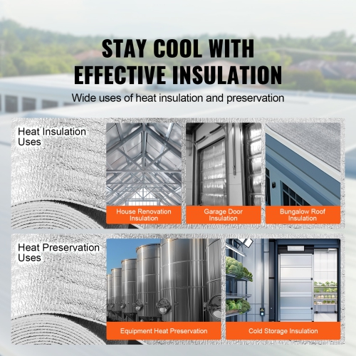 VEVOR 3.2 mm 24 in x 25 ft Double Reflective Insulation Roll, Foam Core Radiant Barrier, Double-Sided Aluminum Foil EPE Foam Heat Reflective Shield,