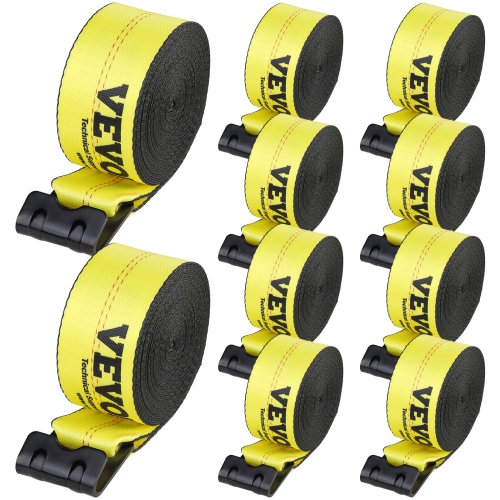 VEVOR  4" X 40' Winch Straps, 6000 Lbs Load Capacity, 18000 Lbs Break Strength, Truck Straps \w Flat Hook, Flatbed Tie Downs Cargo Control For