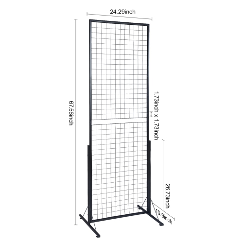 VEVOR 2' x 5.6' Grid Wall Panels Tower, 2 Packs Wire Gridwall Display Racks with T-Base Floorstanding, Double Side Gridwall Panels, Retail Display