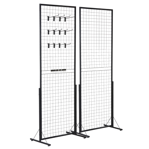 VEVOR 2' x 5.6' Grid Wall Panels Tower, 2 Packs Wire Gridwall Display Racks with T-Base Floorstanding, Double Side Gridwall Panels, Retail Display