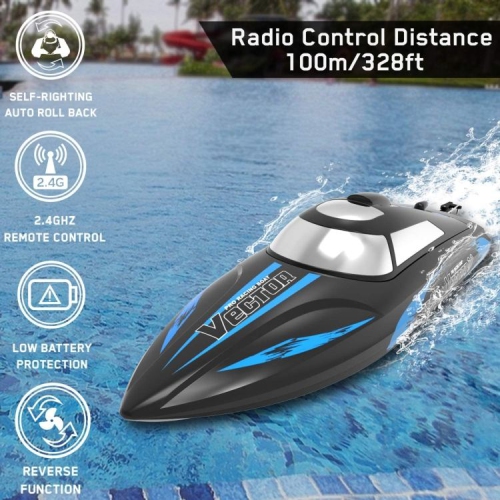 Brushless RC Boat, Fast Remote Control Boats with Auto righting Low Battery Alarm Function for Pools & Lakes, Speed Boat Toy for Adults Kids