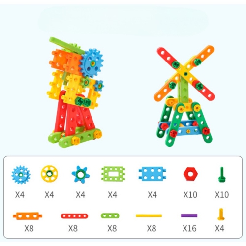 STEM Building Block Set(94 Pcs) Kid Toy Construction Sensory Toys Gifts Engineering Kit Educational , Design and Drill Toys, Age 6+