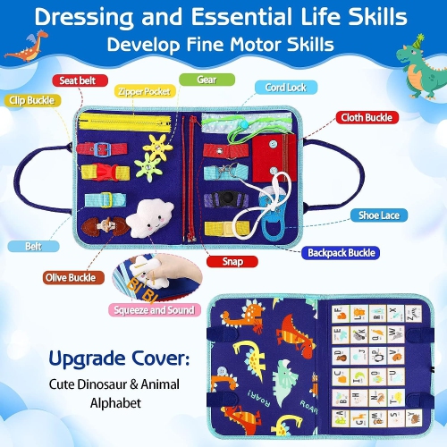 Busy Board Book, Montessori Toys , Sensory Toys Preschool Educational Busy Book Travel Toys for 3 4 5 Year Old