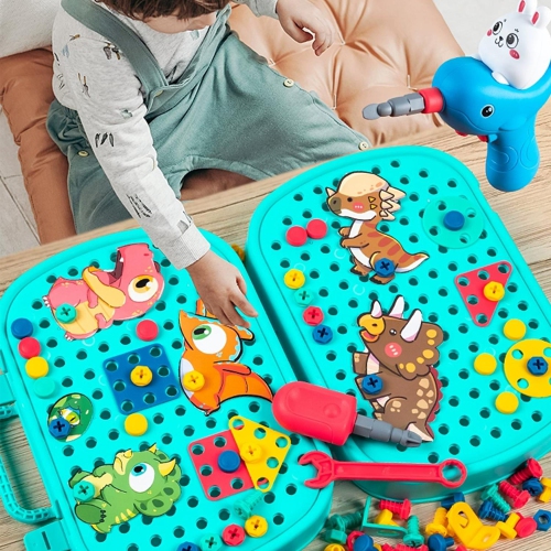 Design and Drill Toys , Dinosaur Toy Magic Montessori Play Toolbox Design and Drill STEM Toys for 5 Year Old + ,Best Christmas Gift list