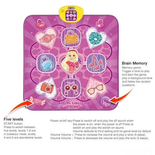 Tapis de danse Jouets pour filles de 3 ans et plus, Jouets pour enfants , Tapis musical dansant avec lumières LED, Jouets d'anniversaire pour filles