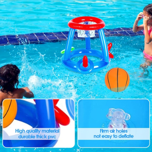 Pool Toys Games Set, Inflatable Floating Basketball Hoop and Inflatable Ring Toss Pool Games for Adults