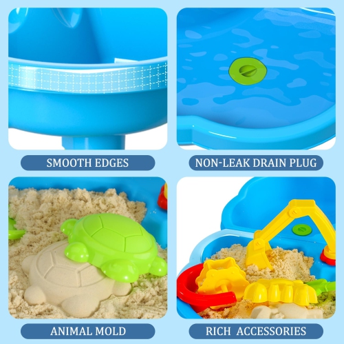 Kids Sand Water Table, 3-Tier Sand and Water Play Table Toys for Kids, Kids Beach Toys Play Table Outdoor Toys