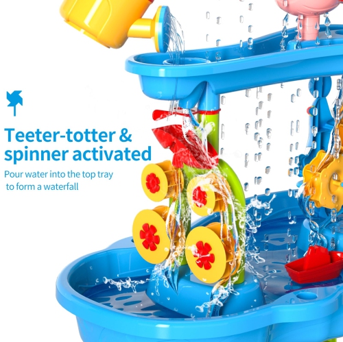 Kids Sand Water Table, 3-Tier Sand and Water Play Table Toys for Kids, Kids Beach Toys Play Table Outdoor Toys