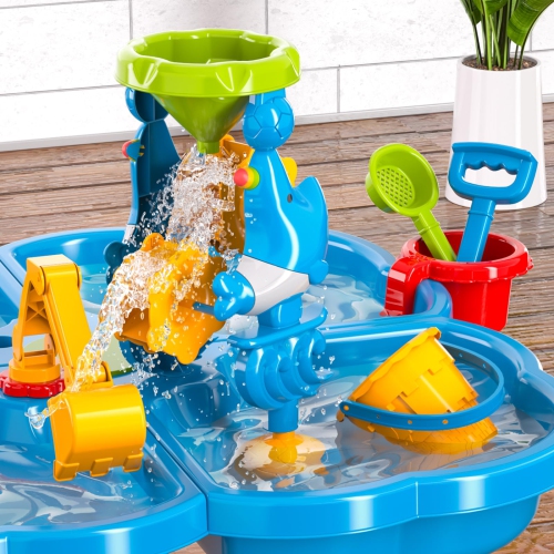 Kids Sand Water Table, 3-Tier Sand and Water Play Table Toys for Kids, Kids Beach Toys Play Table Outdoor Toys