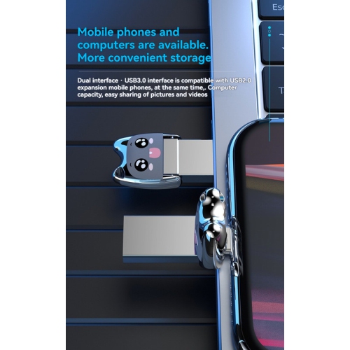 Dazed mobile computer USB flash drive, high-speed 3.0 interface, personalized creative gift USB flash drive, cute cartoon metal USB flash drive, 128GB