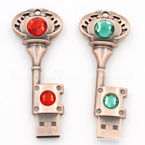 128GB Ruby Fashion Gem Key USB 2.0 Flash Drive - Plug and Play, Durable, Compatible with PC/Mac/Linux