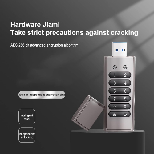 256G large capacity metal USB flash drive, customized AES256 hardware encryption security, zinc alloy material, USB3.0 interface