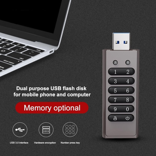 64G large capacity metal USB flash drive, customized AES256 hardware encryption security, zinc alloy material, USB3.0 interface