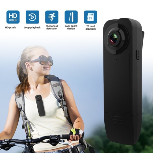 Clip-on camera, mini camera, wide-angle camera, built-in battery, night vision, motion detection, suitable for hiking, cycling, running and traveling