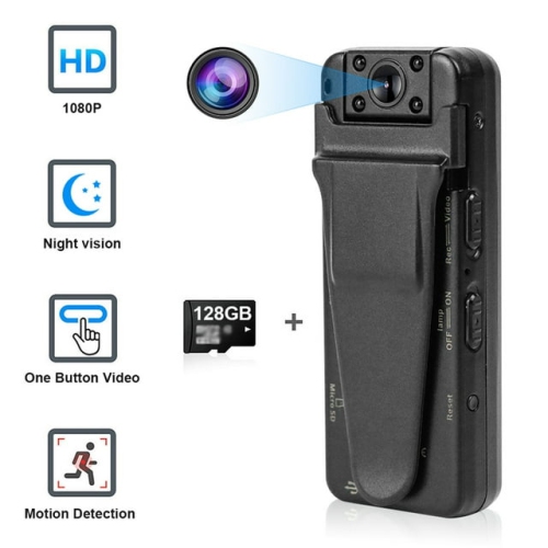 Mini Body Camera, 1080P Wearable Pocket Camera with Clip/Motion Detection, Micro Security Nanny Camera for Home and Office
