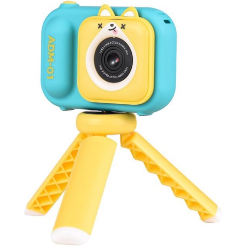 Children's Camera Infant HD Digital Video Camera Children's Camera Children's Birthday Gift - Yellow Blue + Tripod + 8G