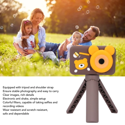 Children's camera dual-camera unicorn cartoon handheld mini digital camera suitable for children's birthday gifts - brown bear