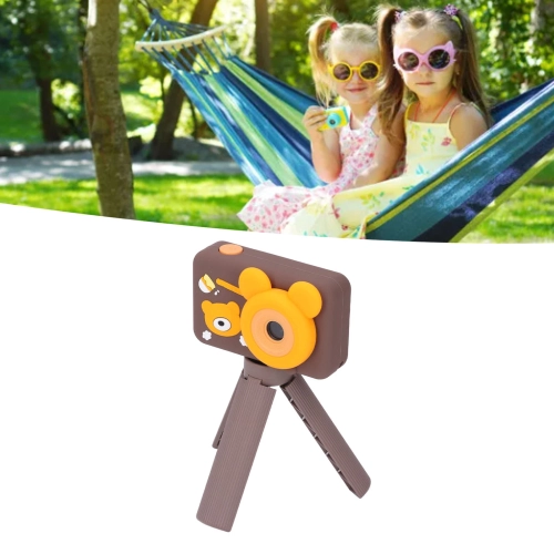 Children's camera dual-camera unicorn cartoon handheld mini digital camera suitable for children's birthday gifts - brown bear