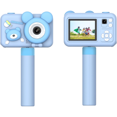 GREEN SCENIC  Children's Camera Dual-Camera Unicorn Cartoon Handheld Mini Digital Camera Suitable for Children's Birthday Gifts - Bear In Blue