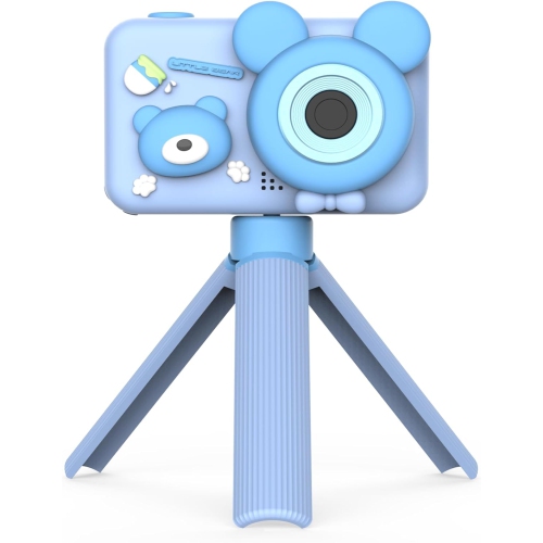 Children's camera dual-camera unicorn cartoon handheld mini digital camera suitable for children's birthday gifts - blue bear