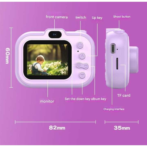 Caméra pour enfants Vidéo de vlogues Appareil photo pratique Mini photo Prise de photo numérique HD Petit appareil photo - Bleu