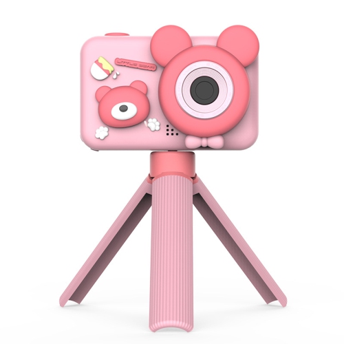 GREEN SCENIC  Children's Camera Dual-Camera Unicorn Cartoon Handheld Mini Digital Camera Suitable for Children's Birthday Gifts - Bear In Pink