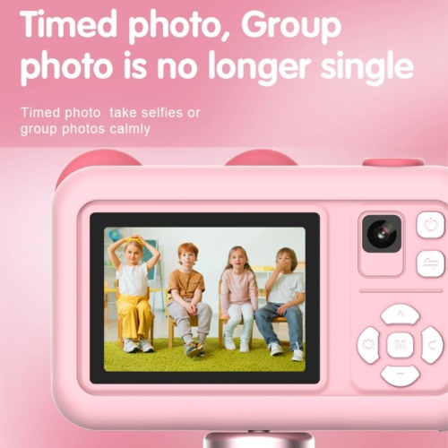 Children's camera dual-camera unicorn cartoon handheld mini digital camera suitable for children's birthday gifts - pink bear