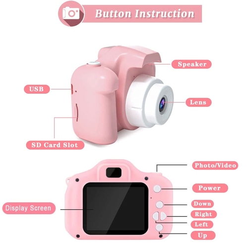 Caméra d'égoportrait pour enfants Noël, cadeaux d'anniversaire pour enfants de 3-9 à 7 ans Appareil photo numérique HD adapté aux tout-petits jouets