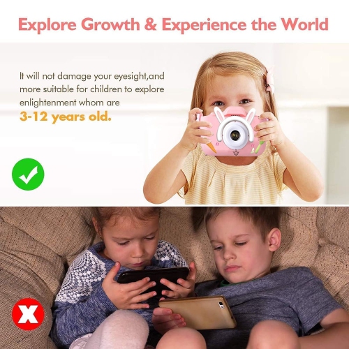 Caméra d'égoportrait pour enfants Noël, cadeaux d'anniversaire pour enfants de 3-9 à 7 ans Appareil photo numérique HD adapté aux tout-petits jouets