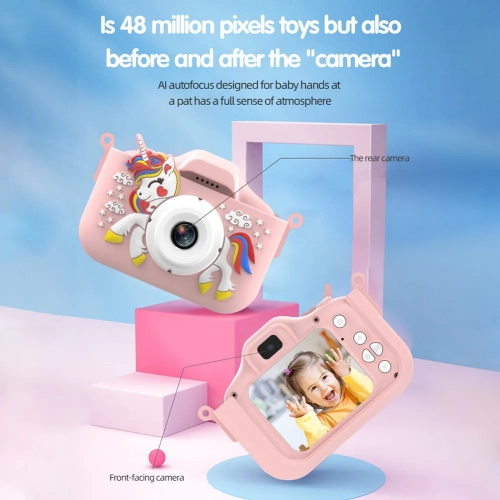 Kids Digital Camera - Cute Unicorn Pattern, Kids Birthday Gift Mini Camera Digital Video Recorder