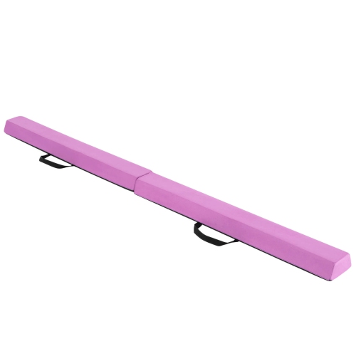 Costway 7 FT Folding Balance Beam Foam Floor Gymnastic Beam with Carrying Handles Blue/Purple/Khaki