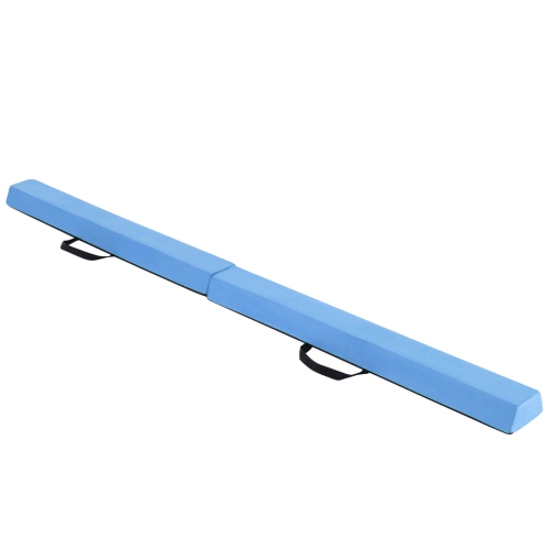 Costway 7 FT Folding Balance Beam Foam Floor Gymnastic Beam with Carrying Handles Blue/Purple/Khaki
