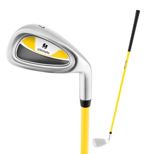 Ultimate Junior #7 Iron for Kids with Fiberglass Shaft & Headcover Junior Practice Golf Club Green/Yellow