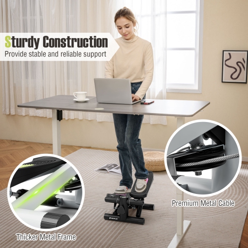 Goplus Mini Stepper for Exercise at Home with Resistance Bands Adjustable Height Black/White